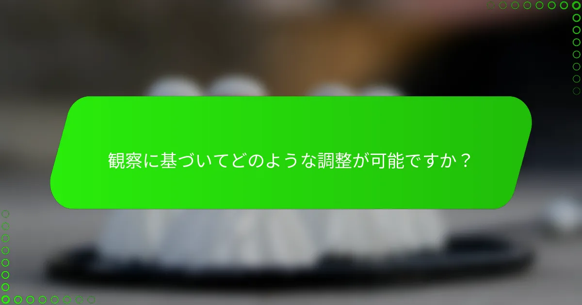 観察に基づいてどのような調整が可能ですか？